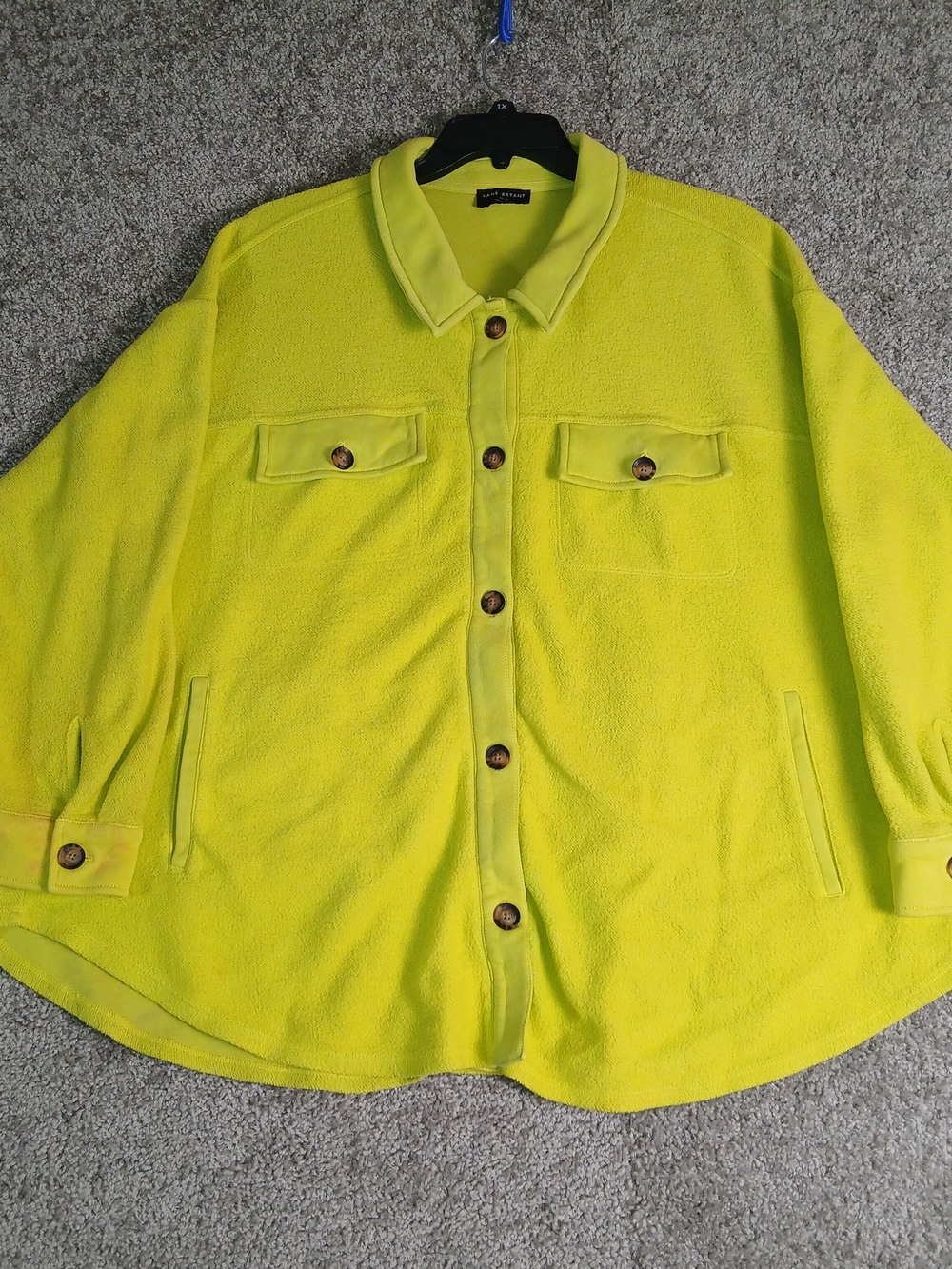 Lane Bryant Neon Lime Flannel Button-Up Shirt Jacket for Women Shacket - 22/24